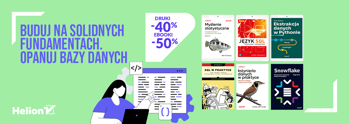 Grafika promocji - Buduj na solidnych fundamentach. Opanuj BAZY DANYCH